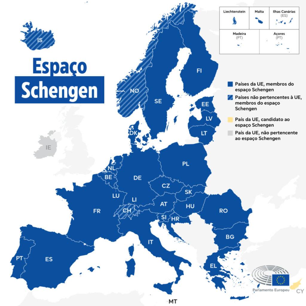 paises espaço schengen 2025