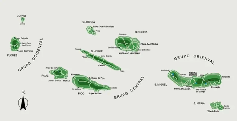 mapa dos açores